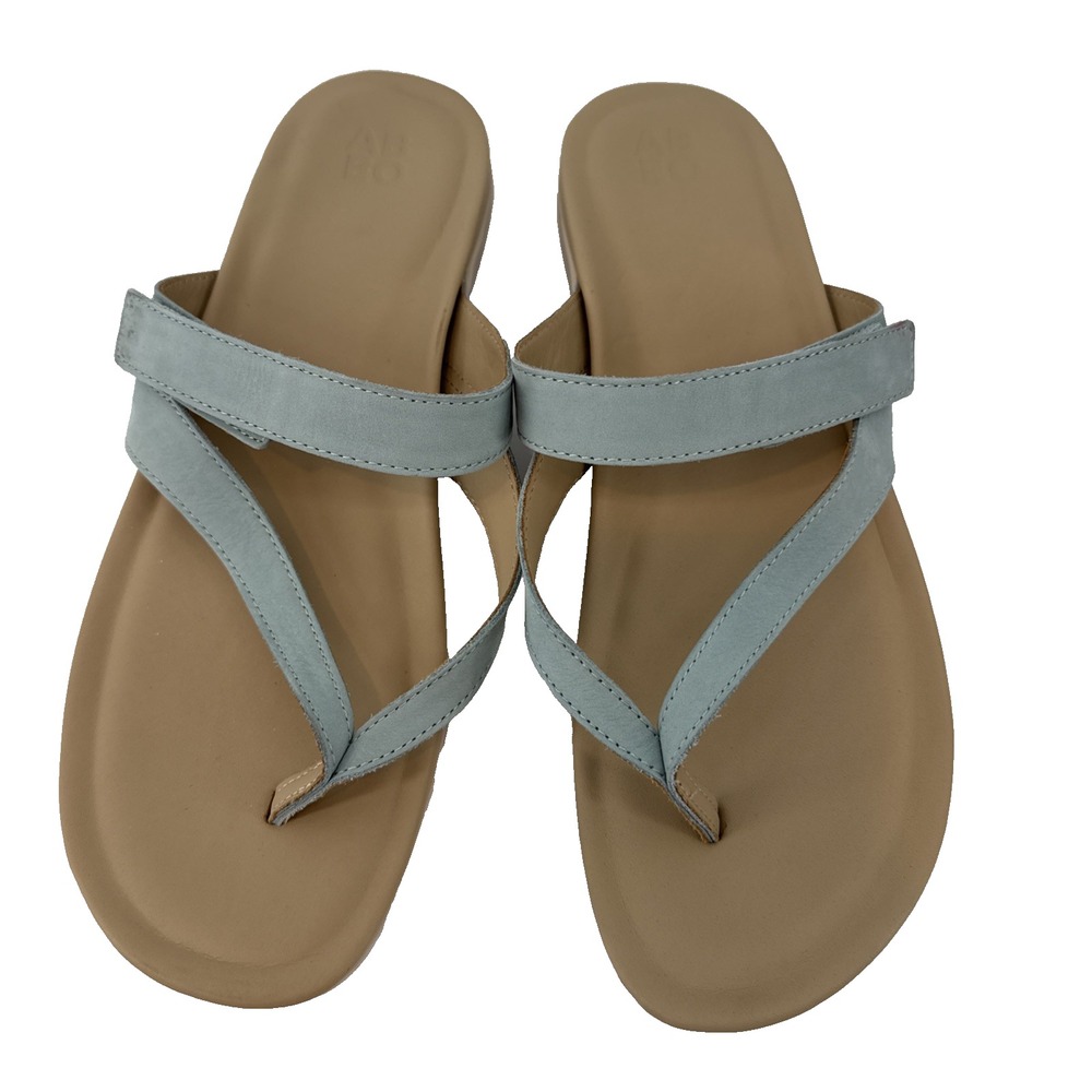 ABEO Oasis Thong Sandals Women 11 Blue Leather Orthotic Comfort Adjustable Strap
